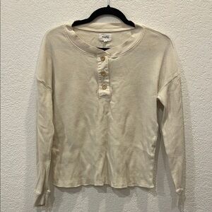 Mate the Label Bone Cream Long Sleeve Henley Top